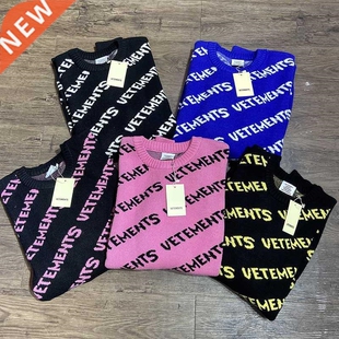 VETEMENTS Knit Pullover Full-print Letter Logo Knitwear Men