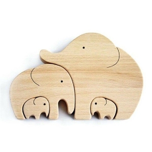 Mothers Day Gift Elephant Mother and Child Wooden Ornam