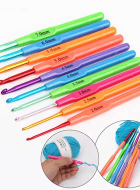 1Pcs Plastic Handle Aluminum Crochet Needle Crochet Hooks