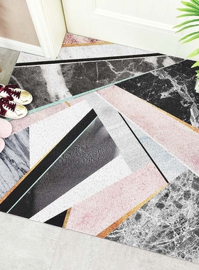 PVC Silk Loop Dust-proof Rug Marble Geometry Design Carpet t