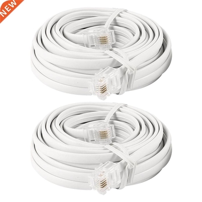 2 pieces 4.5m RJ11 6P4C male plug telephone extension cord f
