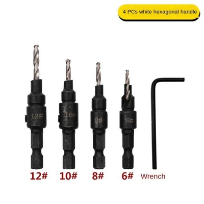 4/5PCS Cone-hole Inverted Angle Drill 1/4 Hexagonal Shank H