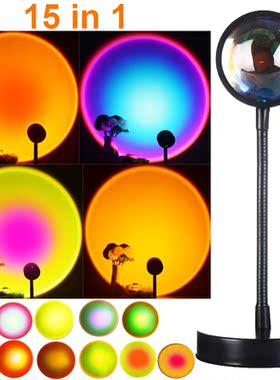 15 in 1  Rainbow Sunset  Lamp Led Projector Night Light Home