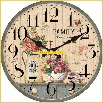 Vintage Inspired French Pink Flowers Kitchen Wall Clock Flow