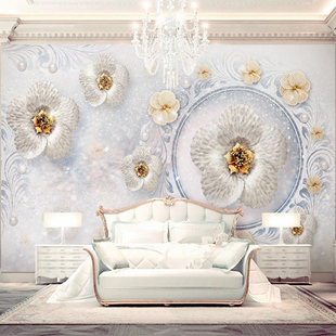 Custom 3D Murals Luxury Jewelry Flowers Round Circle Photo