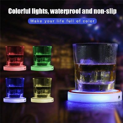 Nice LED Coaster Flashing Light Bulb Bottle Cup Mat Color