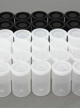10pcs Plastic Empty Black/White Bottle 35mm Film Cans Canis