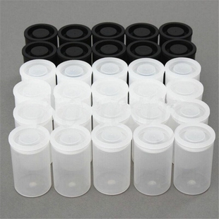 10pcs Plastic Empty Black/White Bottle 35mm Film Cans Canis