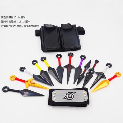 16pcs/set Naruto Cosplay Props Plastic Kunai Shuriken Headb