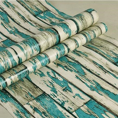 beibehang Blue imitation wood board background wallpaper PVC
