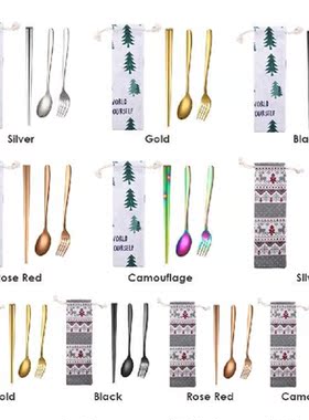 5Pcs Stainless Steel Colorful Cutlery Set Rainbow Dinner Set