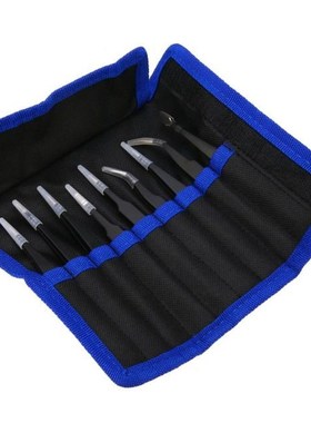 9pcs Stainless Steel Precision Tweezers Set Anti Static Repa