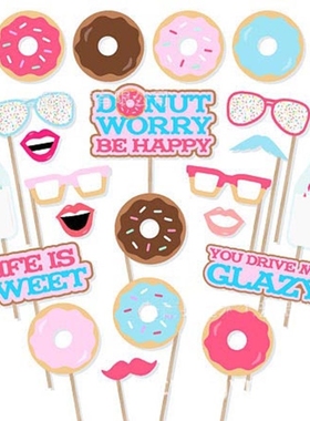 22pcs/set Donuts Photo Booth Props Wedding Doughnut Party D