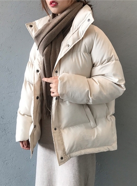 fashion solid womens winter down jacket stand colla