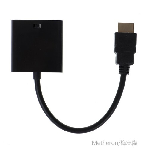 Black HDMI to VGA adapter cable Projector monitor HD convert