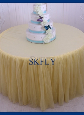 SK005N wedding new  SKFLY 120 inch round yellow tulle table