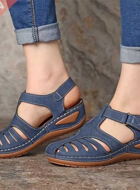 Womens Sandals Summer Ladies Girls Leather Vintage Sand