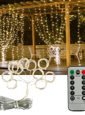 Curtain Lights String Led Christmas Wreath Party Terrace Win