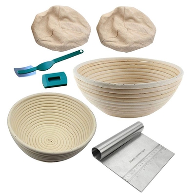 6Pcs Banneton Proofing Baskets With Bread Lame Dough Scraper