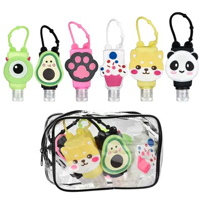 6Pcs Mini Hand Sanitizer Split Bottles Cute Cartoon Travel P
