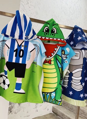 Baby Poncho Towel Hooded Surf Pool Towel Cartoon Child Bathr