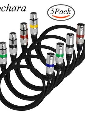 Bochara 5pcs Pack XLR Cable Male to Female 3Pin jack Audio