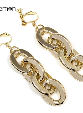 Thick Chain Earrings Non Pierced Ear Clips Geometry Particu