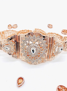 Morocco Women Caftan Belt Gold Color Red Green Stone Ethnic