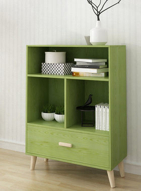 Nordic bookshelf green free combination floor bookcase