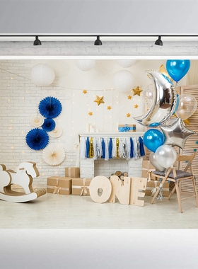 BEIPOTO Blue Baby shower cake smash backdrop 1st birthday p