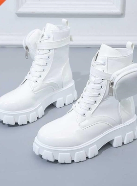 New Botas Women Motorcycle Ankle Boots Wedges Female Lace Up