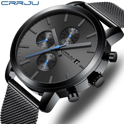 CRRJU Fashion Mens Watches 2020 Luxury Top Brand Quartz Wat