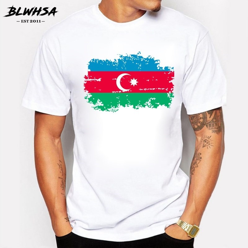 blwhsa azerbaijan nostalgia flag t shirts men summer short