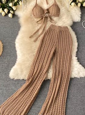 SINGREINY Women Summer Design Knitted Set Sexy Backless Halt