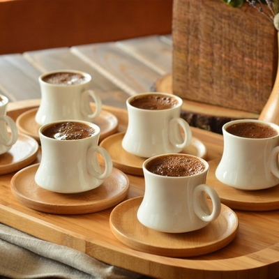 Traditional Turkish Coffee Cup Boxed Set with 6 Cups and 6