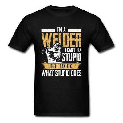 Slogan Tshirt For Men Black T Shirts Welder Can't Fi