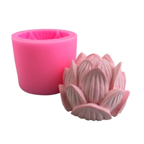 Aromatherapy Candle Silicone Mold 3D Lotus Flower Shape Soap