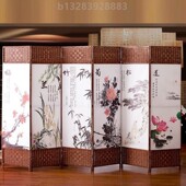 中式 简易屏风隔断客厅折叠移动推拉卧室遮挡墙板进门挡风门帘家用