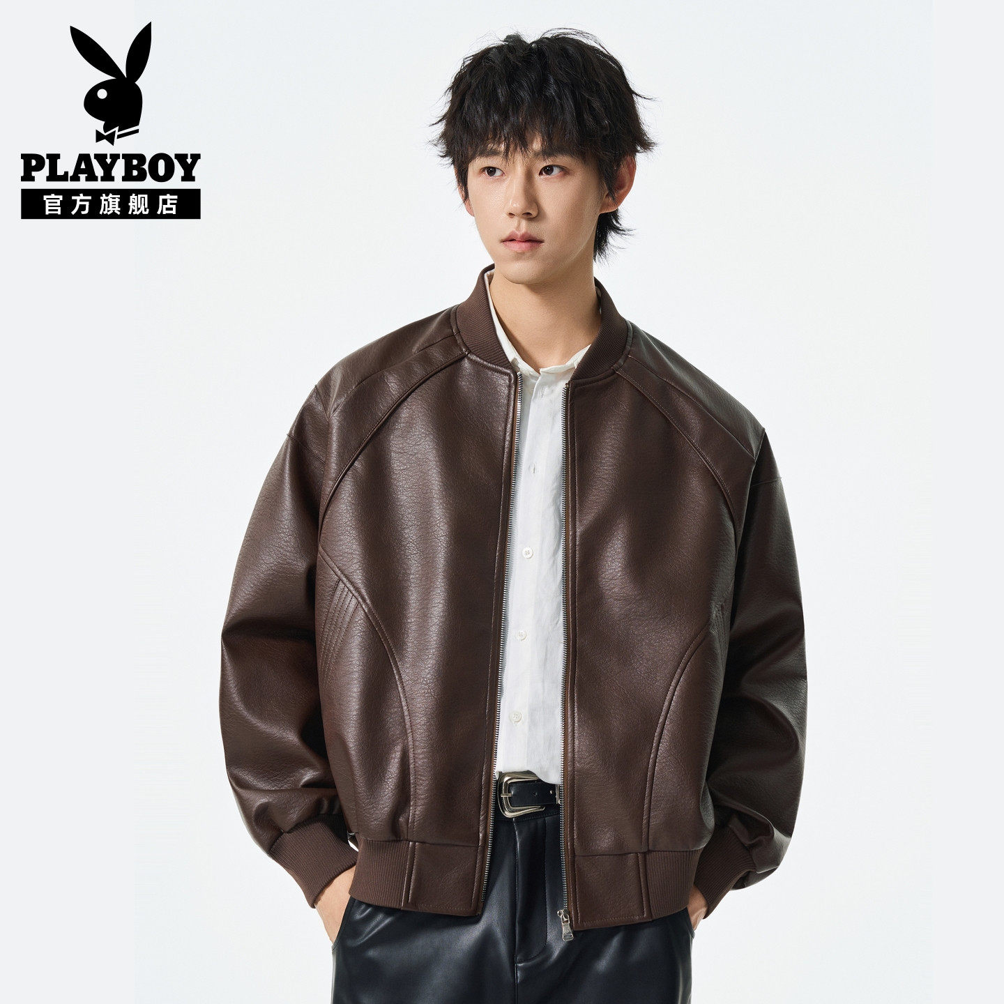 花花公子美拉德复古皮夹克男款秋冬季美式痞帅短款机车皮衣服外套,男装,皮衣,淘宝优惠券,粉丝福利购,淘宝优惠卷