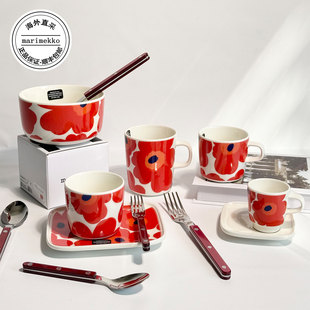 芬兰Marimekko玛莉美歌Unikko游霓可 红花 黑花 奶茶色 花米 波点