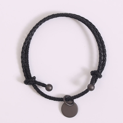 纯羊皮编织手绳小羊皮手链男款情侣手环可调节细绳编织bv风格