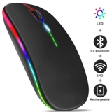 Перезаряжаемая беспроводная мышь Bluetooth с 2,4 ГГц USB RGB 16