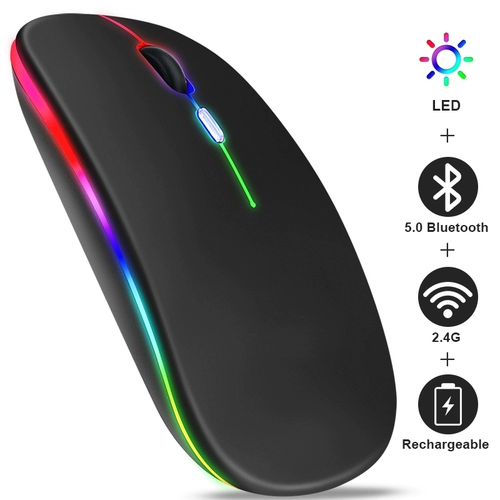 Перезаряжаемая беспроводная мышь Bluetooth с 2,4 ГГц USB RGB 16