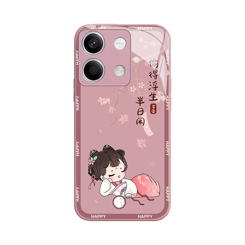 半日闲红米note系列玻璃壳可爱女