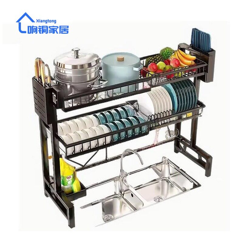 双层水槽置物架可伸缩收