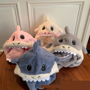 儿童帽子围巾手套三件套冬季加绒加厚女童一体帽男大童保暖防风帽