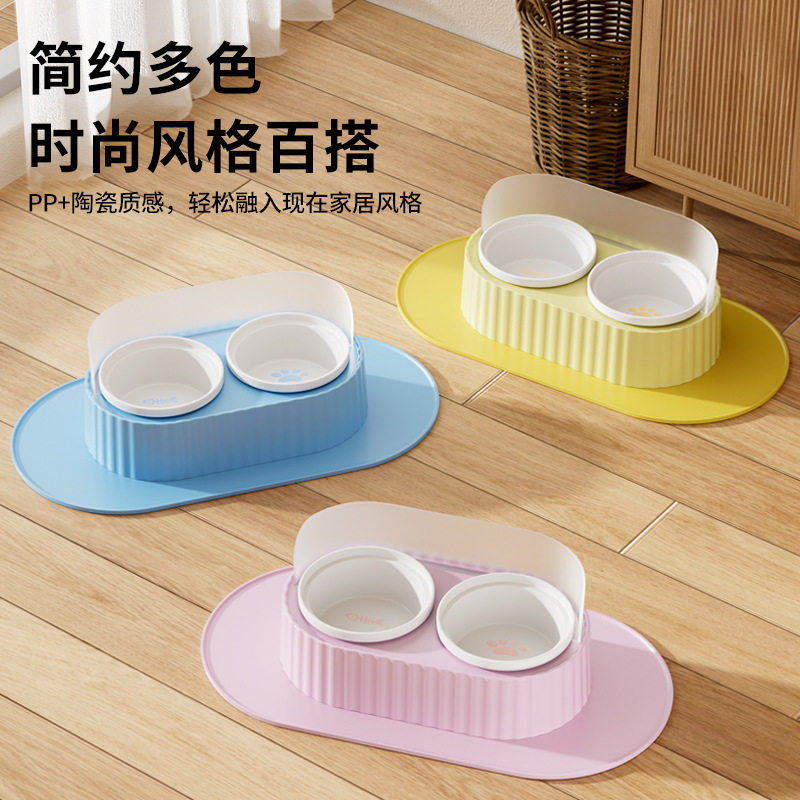 猫碗陶瓷双碗狗盆食盆保