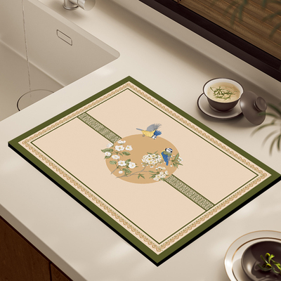 厨房台面沥水垫新中式矽藻泥速干 干垫防湿垫彷木纹垫洗碗吸水吧