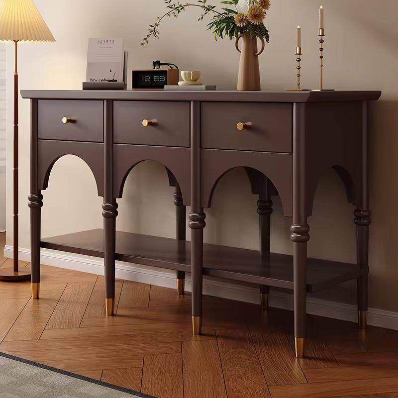 实木中古风玄关柜斗柜餐边柜储物柜置物架现代简约复古风靠墙