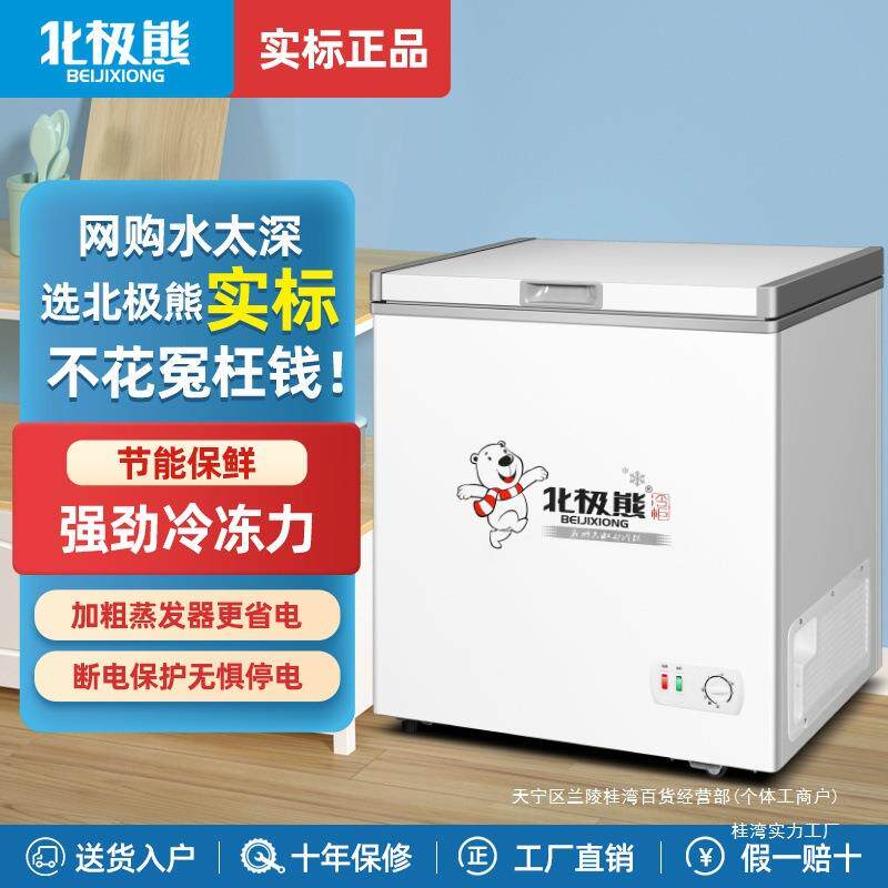 北极熊小冰柜家用全冷冻冷藏两用商用展示柜卧式小型冰箱保鲜实标